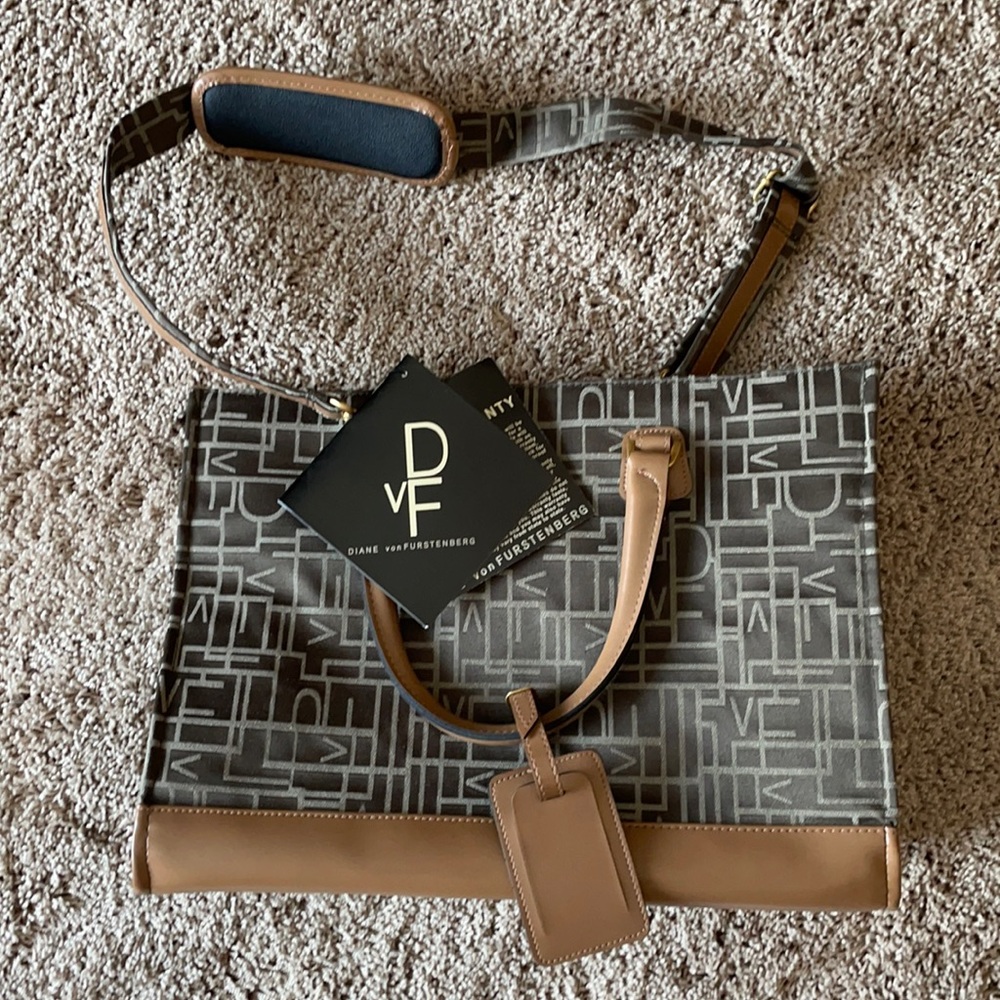 NWT tan DVF Diane Von Furstenburg weekender bag